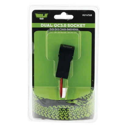 TOYOTA NEW SQUARE DUAL QC3 USB SOCKET BLUE ILLUM 12V