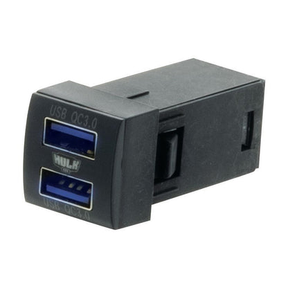 TOYOTA NEW SQUARE DUAL QC3 USB SOCKET BLUE ILLUM 12V
