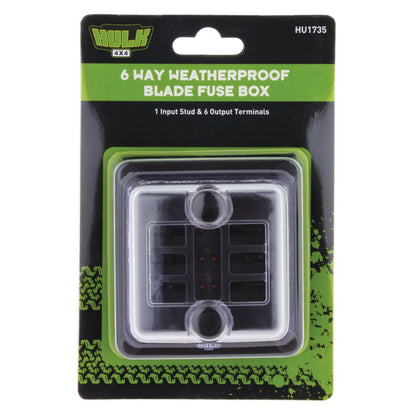 HULK 4X4 6 WAY WEATHER PROOF ATS BLADE FUSE BOX W/ LEDS