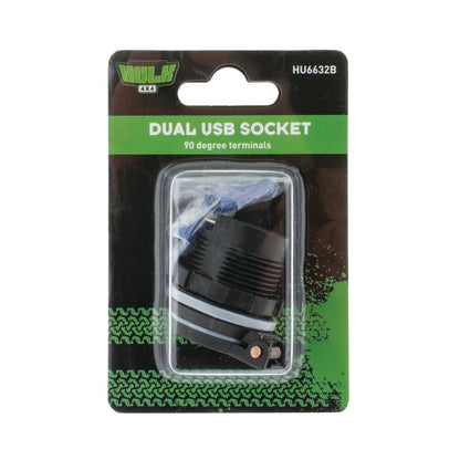 DUAL USB SOCKET - 90 DEGREE TERMINALS