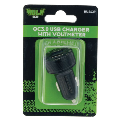 DUAL USB IN CAR SOCKET CHARGER DUAL QC3.0 WITH VOLTMETER & SWITCH