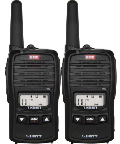 GME UHF CB Handheld Radio 1 Watt Twin Pack - TX667TP